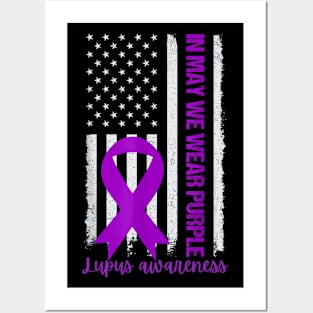 Purple up for lupus awareness US flag Posters and Art